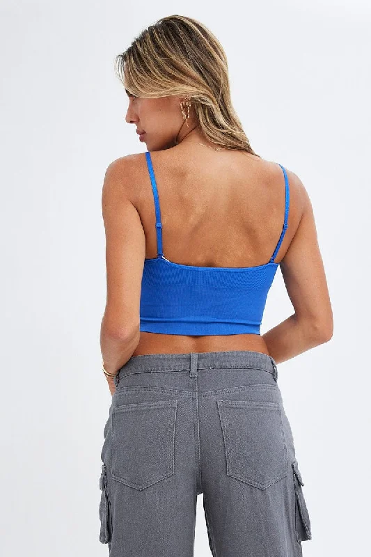 Blue Crop Singlet Top Seamless