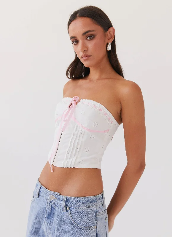 All My Affection Bustier Top - Pink Ribbon