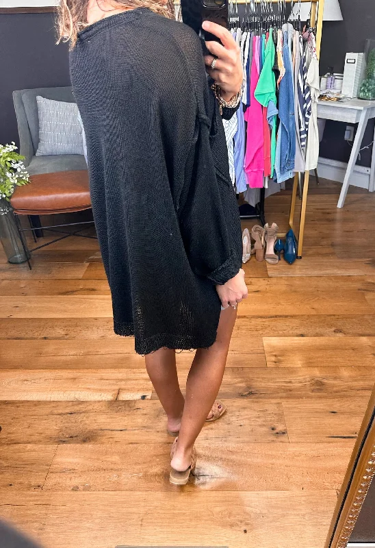 All We Know Oversized Knit Sweater - Black