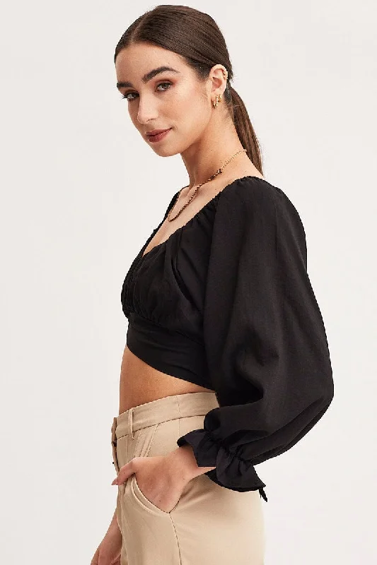 Black Crop Top Long Sleeve