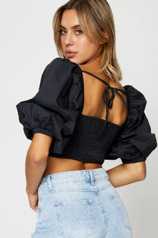 Black Crop Top Short Sleeve