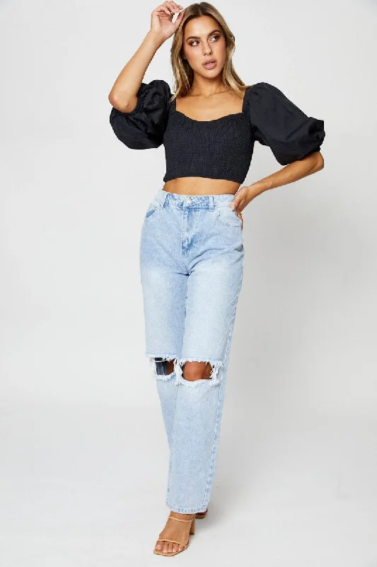 Black Crop Top Short Sleeve