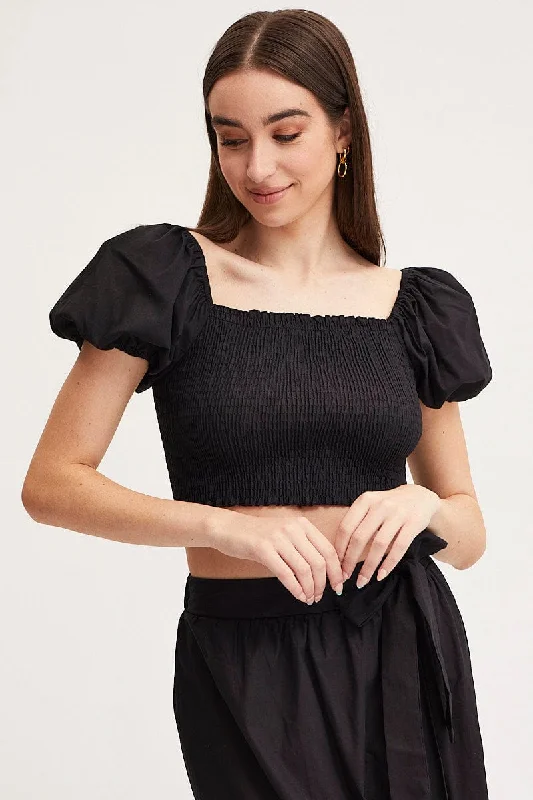 Black Crop Top Short Sleeve