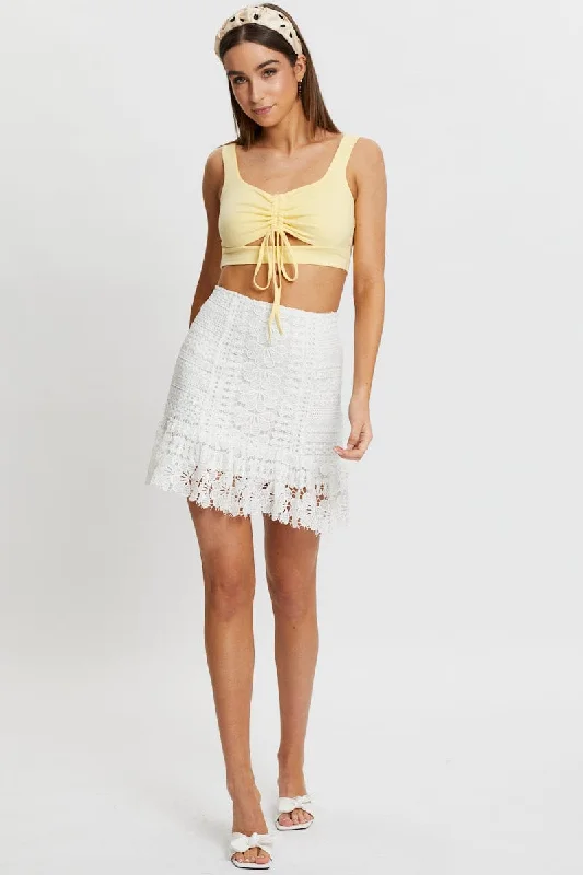 Light Must Drawstring Cut Out Rib Crop Top