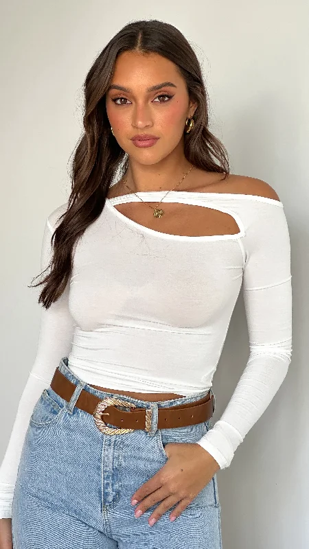 Constance Long Sleeve Top - White