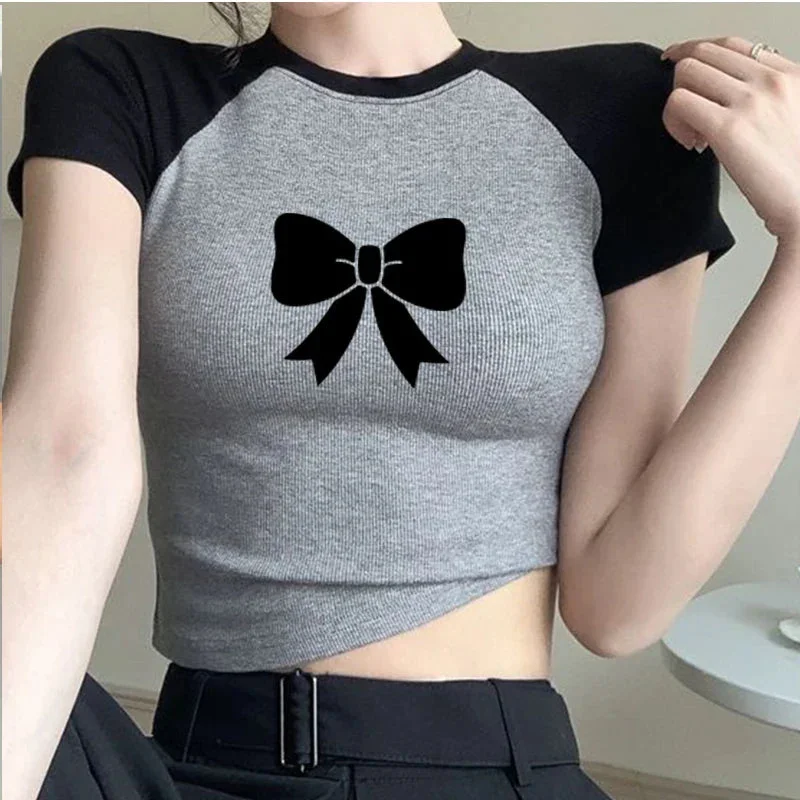 Bow Tie Y2K Graphic Custom Crop Top Fairy Grunge Crop Top