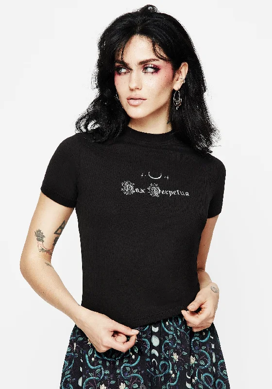 Eternal Night Rib Embroidered Crop Top