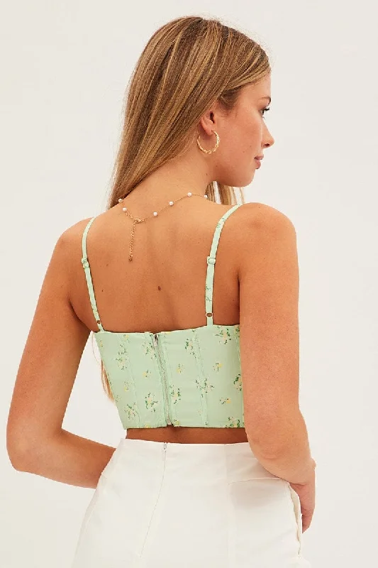 Green Corset Style Crop Top