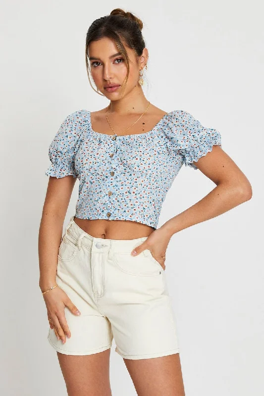 Print Crop Top Short Sleeve