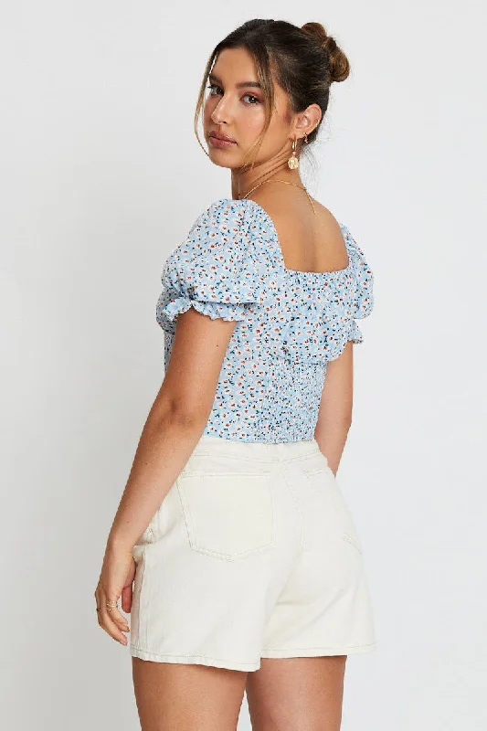 Print Crop Top Short Sleeve