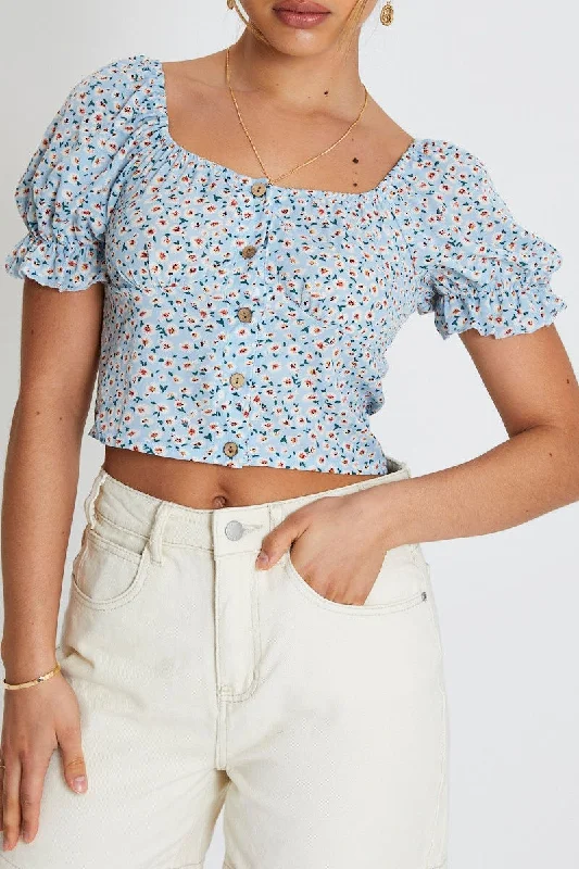 Print Crop Top Short Sleeve