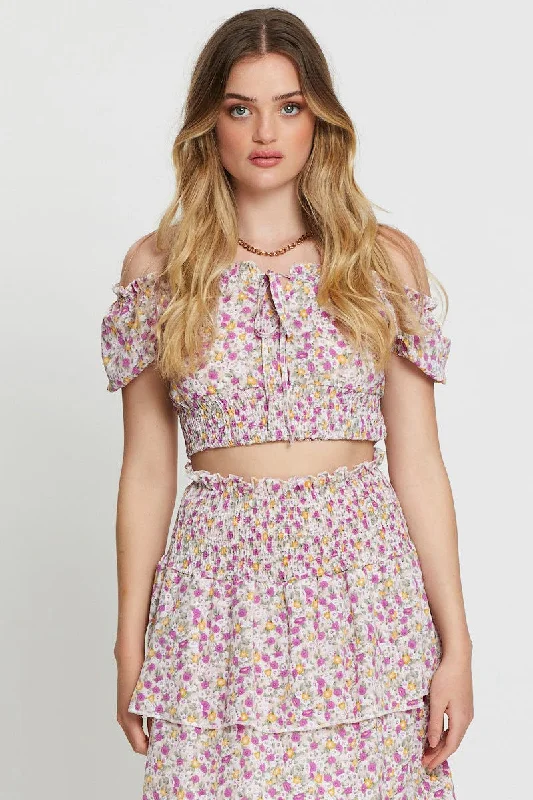 Print Crop Top Sleeveless