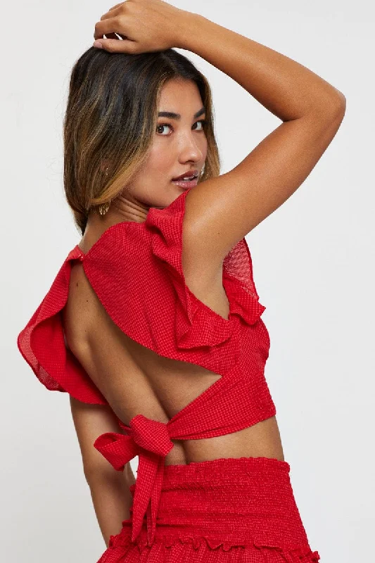 Red Crop Top Short Sleeve