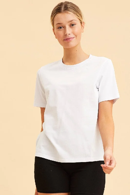 White Relaxed T-Shirt Heavy Cotton Crew Neck