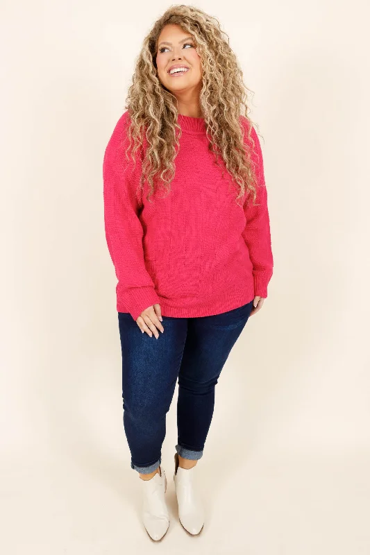 Cheshire Grin Sweater, Hot Pink