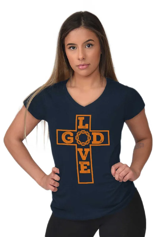 Love God Junior Fit V-Neck T-Shirt