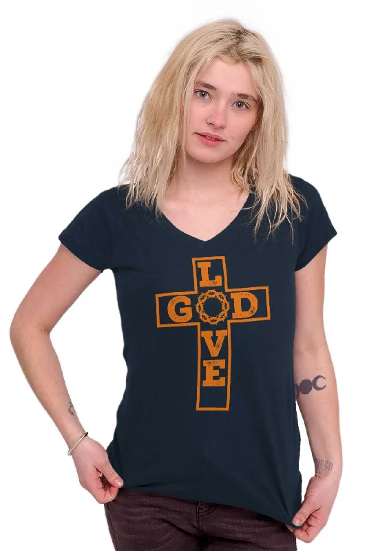 Love God Junior Fit V-Neck T-Shirt