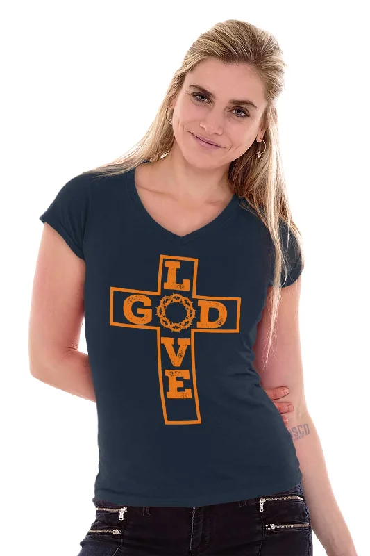 Love God Junior Fit V-Neck T-Shirt