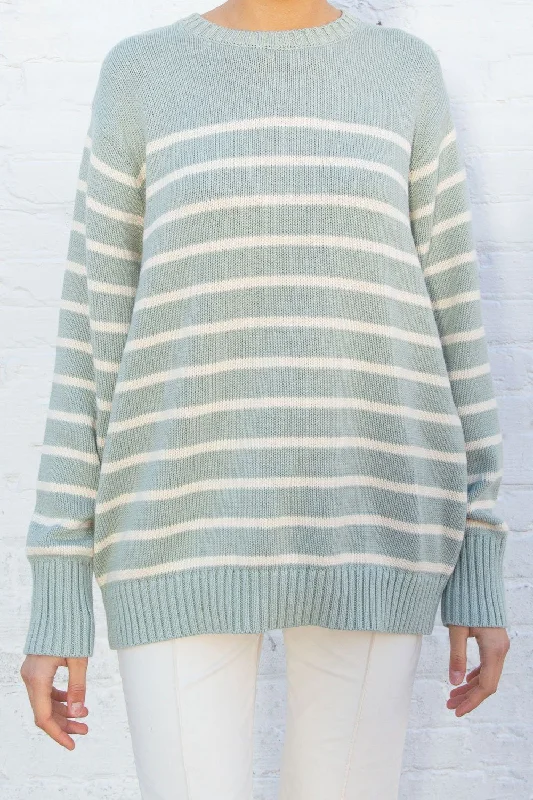 Ivory And Sage Stripes / Oversized Fit