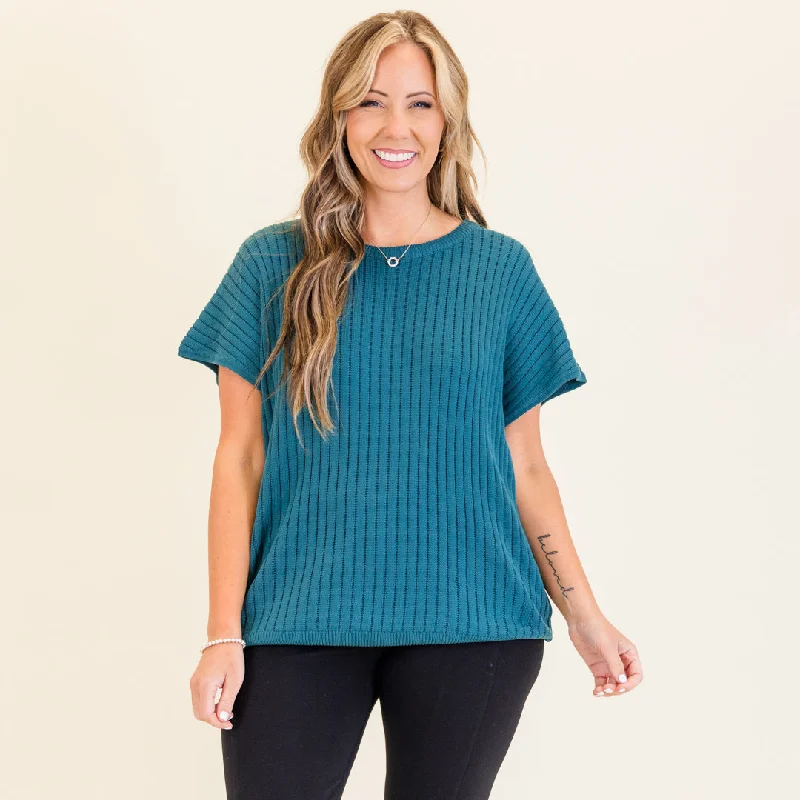 Ribbed Staple Sweater, Jade Green