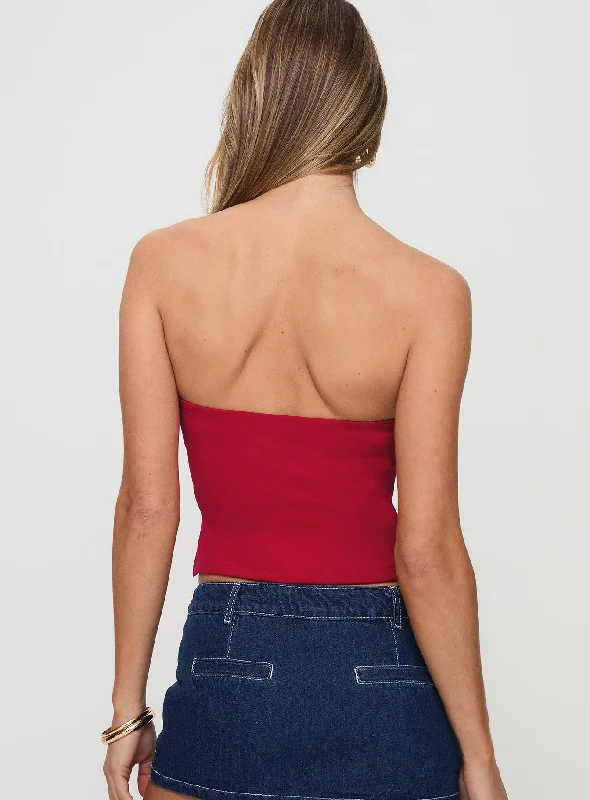 Aurorah Strapless Top Red