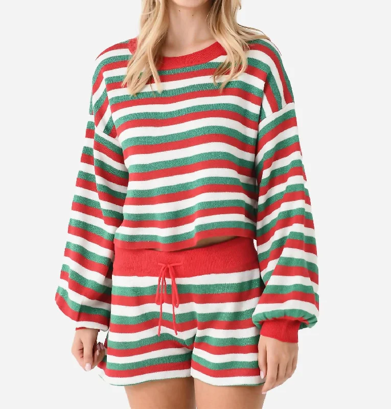 Ava Sweater In Merry Stripe