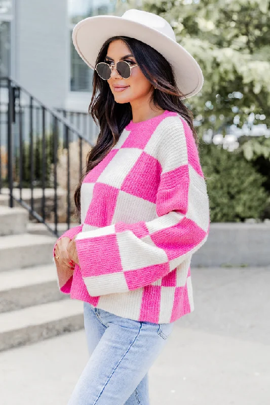 Best Behavior Pink Checkered Sweater