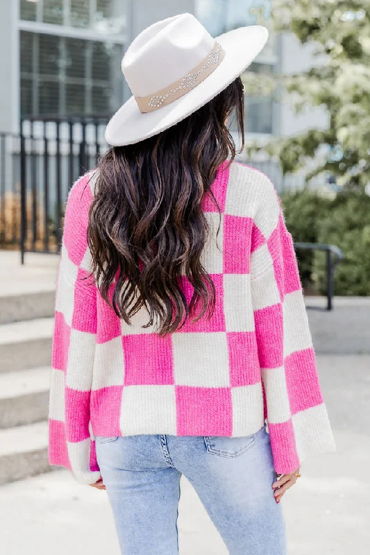 Best Behavior Pink Checkered Sweater