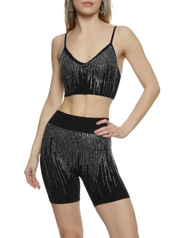 Rhinestone Seamless Crop Top