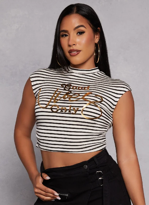 Foil Good Vibes Only Crop Top