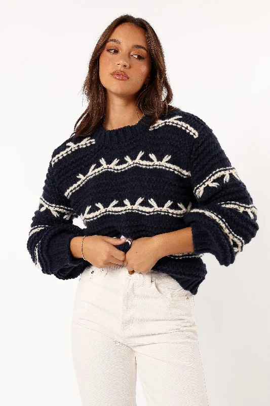 Bryony Knit Sweater - Navy