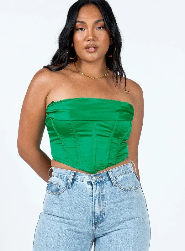 Buckner Strapless Top Green