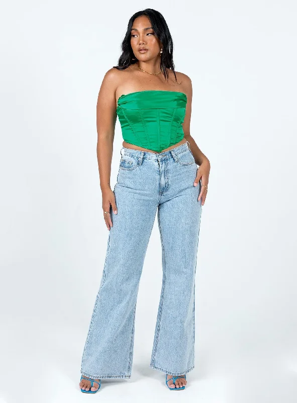 Buckner Strapless Top Green