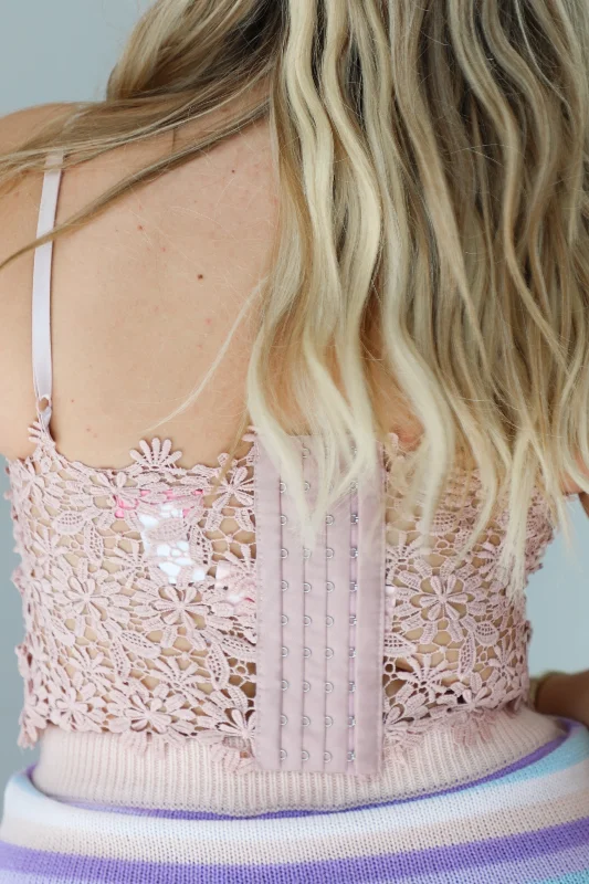 Flower Crochet Bralette: Pink