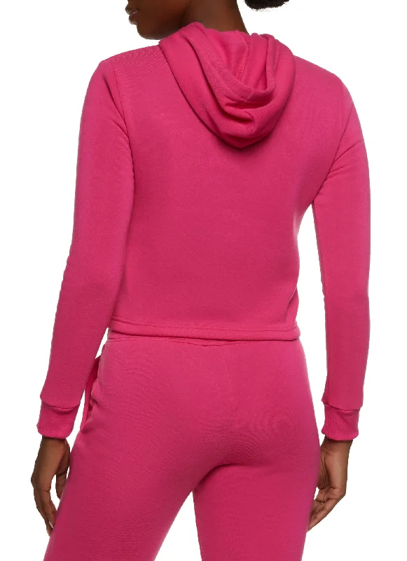 Fleece Hooded Cropped Sweatshirt