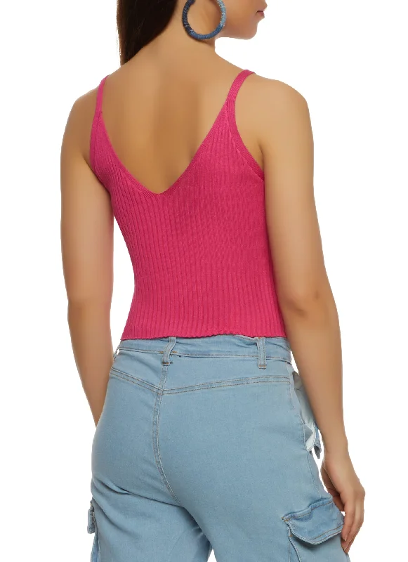 Ribbed Knit V Neck Cami