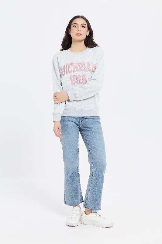 Women Grey Michigan Sweatshirt