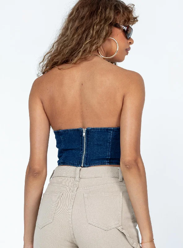 Jessica Bustier Blue Denim