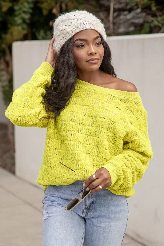 High Expectations Lime Woven Textured Sweater