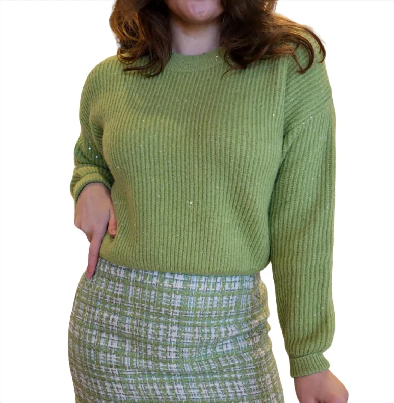 Margo Glitter Sweater In Green