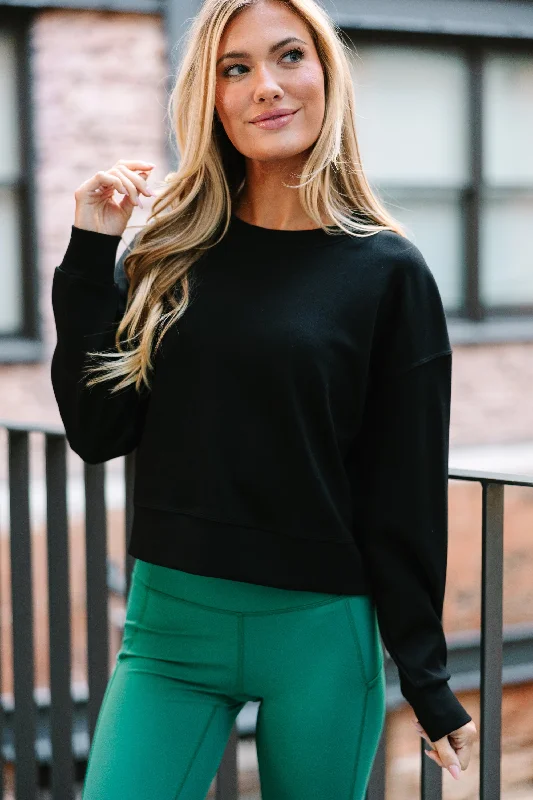 On The Move Black Cropped Pullover