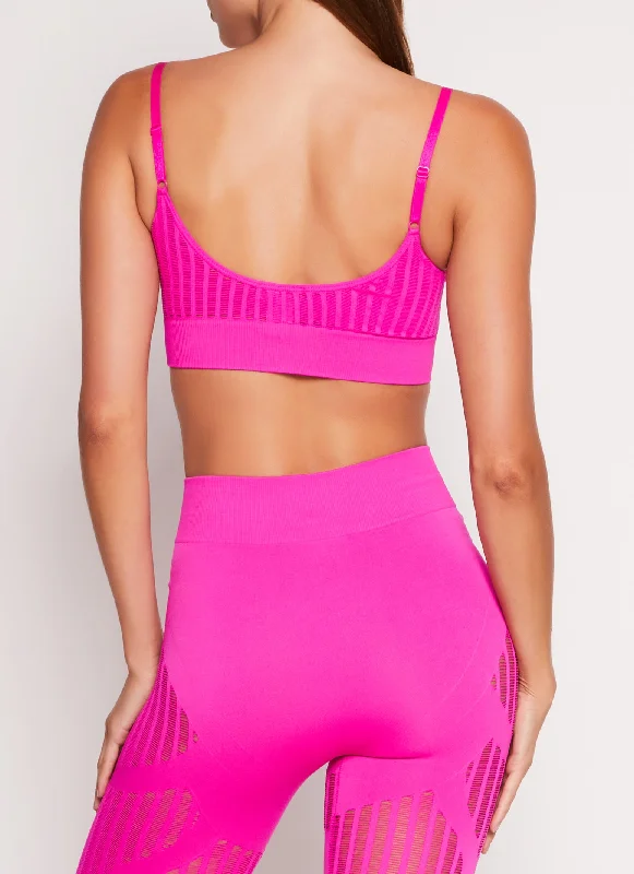 Seamless Ribbed Laser Cut Cami Crop Top