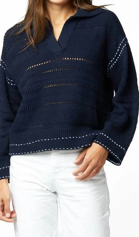 Sydney Open Stitch Sweater In Indigo