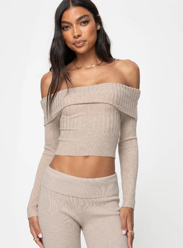 Tagula Off The Shoulder Top Beige