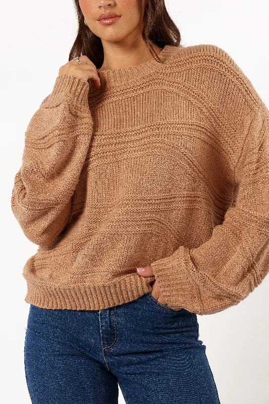 Talulla Texture Pattern Knit Sweater - Taupe