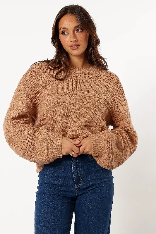 Talulla Texture Pattern Knit Sweater - Taupe