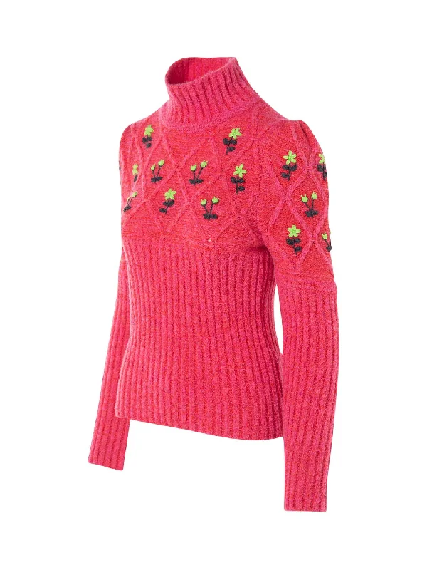 Turtleneck Oma Sweater With Hand Embroderies