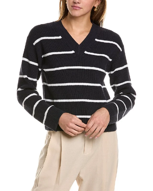 Vince Striped Drop-Shoulder Pullover