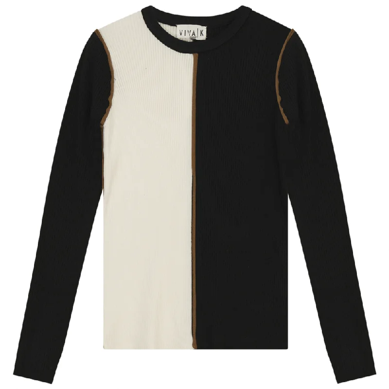 Viva K Ribbed Color-Blocked Sweater