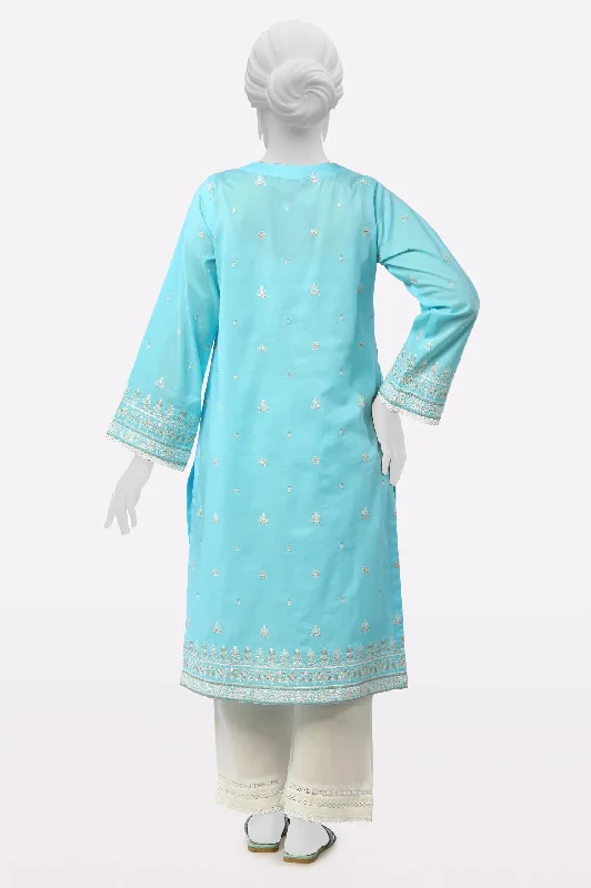 Sky Blue Embroidered Kurti